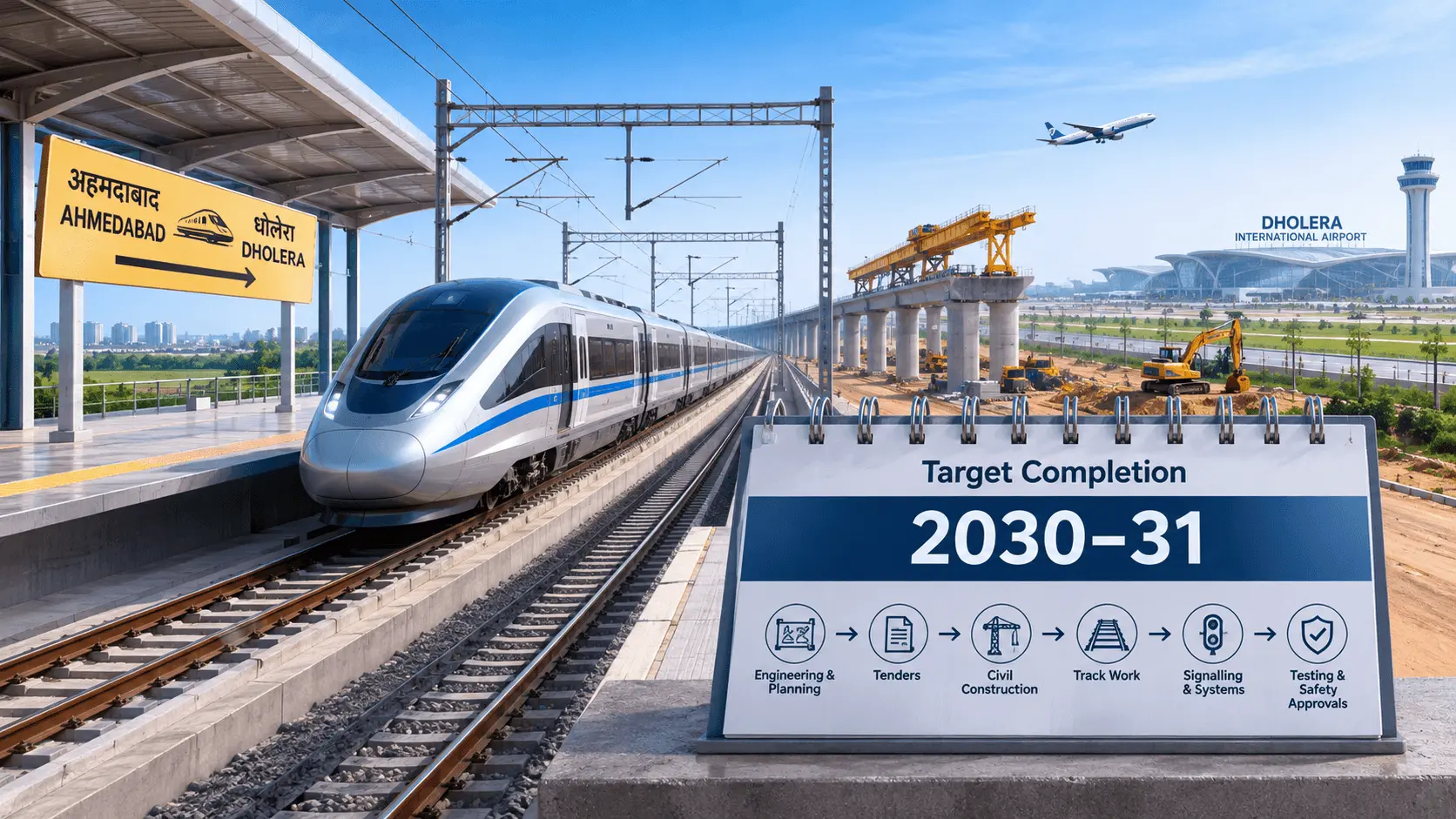 When will the Ahmedabad–Dholera railway be completed