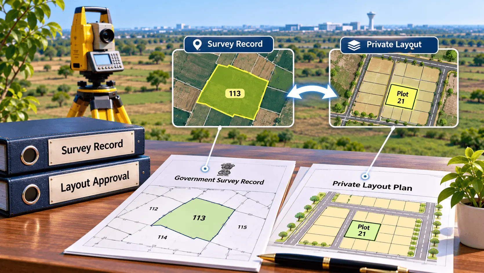 Government Survey Record Versus Private Layout
